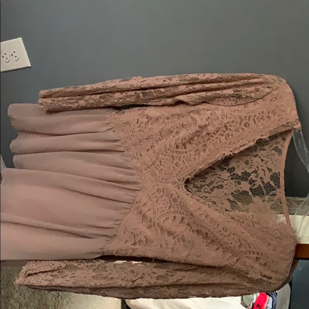 tan lace top dress